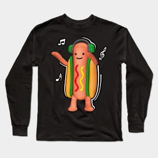 'Dancing Hotdog' Witty Food Lover Gift Long Sleeve T-Shirt